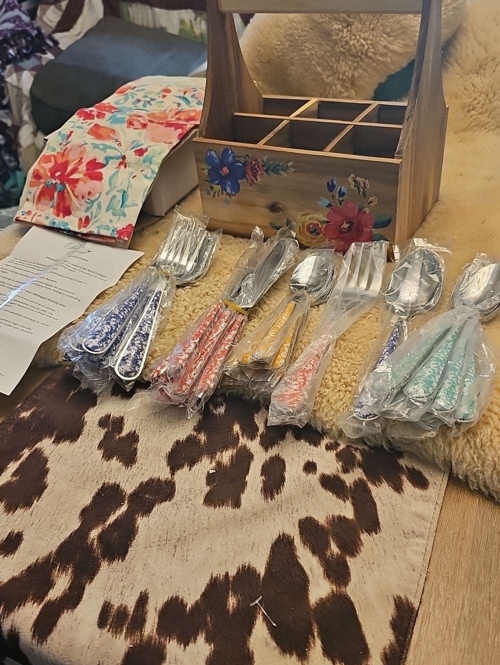 The Pioneer Woman Floral Handle Flatware Set in Blue, Pink, Yellow, Teal, Purple